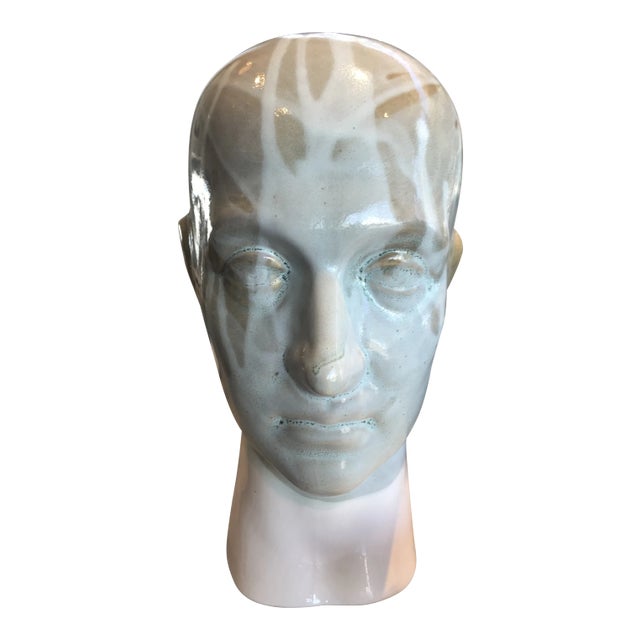 Vintage Drip Glaze Ceramic Head Figure For Sale
