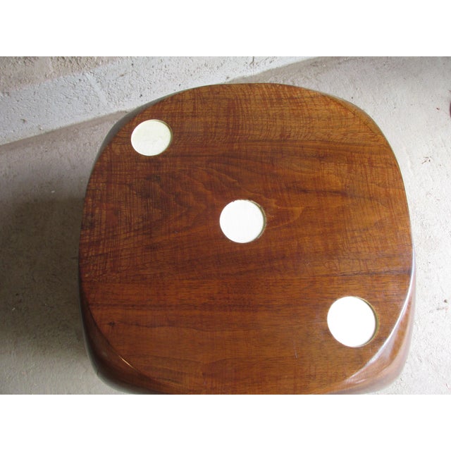 1990s Vintage Six-Sided Die Form Side Table in Walnut Attributed to Constance Posse For Sale - Image 5 of 7