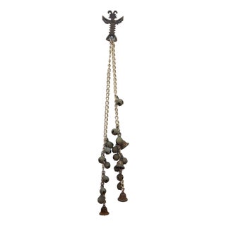 Vintage Folk Art Columbian Totem String of Bells Garland Wind Chime 29" For Sale