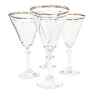 Gold Rimmed Hollywood Regency Cocktail Glasses- Set of Four