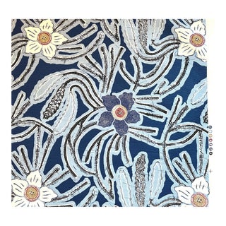 Bunga II China Seas for Quadrille French Blue Fabric For Sale