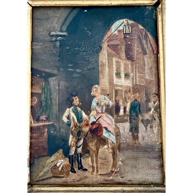 French 19th Century French OIl Painting on Wood Panel in Original Gilt Frame For Sale - Image 3 of 11