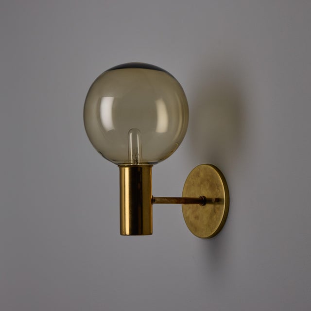 1960s Hans Agne Jakobsson #V149 Glass & Brass Wall Lamp for Markaryd For Sale - Image 11 of 13