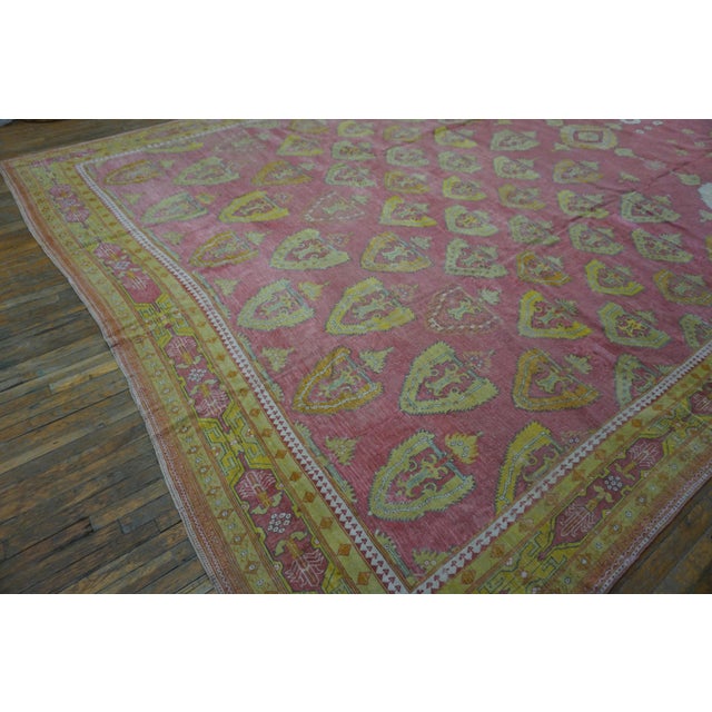 1930s 1930s Pink Rose Foliate Antique Indian Cotton Agra Rug 11'10" X 24'2" Handknotted Wool Carpet For Sale - Image 5 of 6