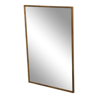 Asian Inspired Eglomise Faux Bamboo Frame Wall Mirror For Sale