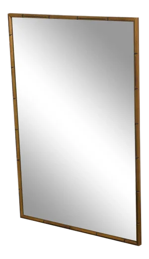 Asian Inspired Eglomise Faux Bamboo Frame Wall Mirror