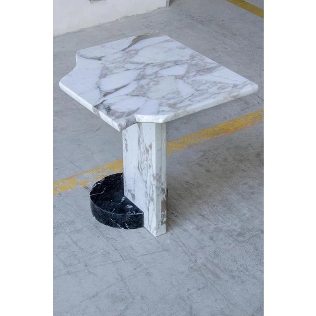 Sst022 side table by stone stackers dimensions: d 45 x w 50 x h 52 cm materials: calacatta oro marble, marquina marble....