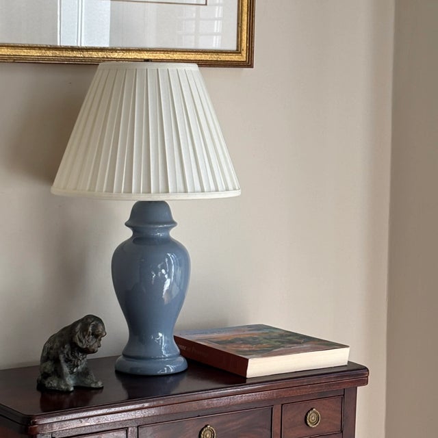 Cornflower Blue Mid-20th Century Cornflower Blue Ginger Jar Table Lamp For Sale - Image 8 of 13