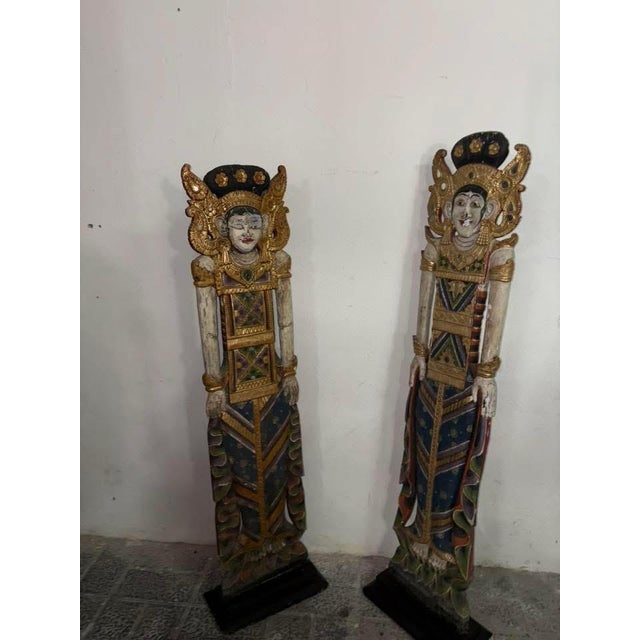Pair of Balinese Statues in Compressed Wood, 1900s, Set of 2 For Sale - Image 10 of 14