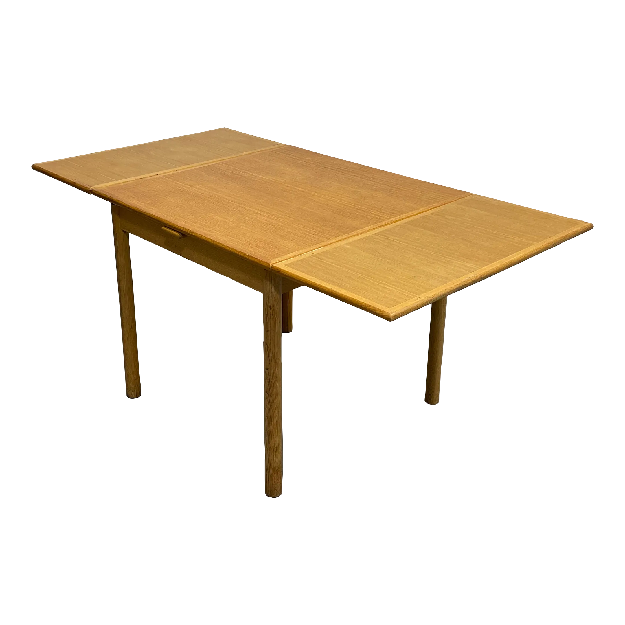 Mid Century Modern Oak Danish Dining Table Hidden Leaves, C