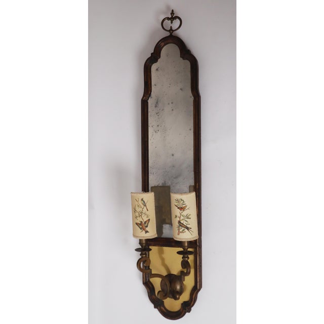 Italian Wall Lamp with Mirror Glass and Bird Lampshades, 1960 For Sale - Image 6 of 18