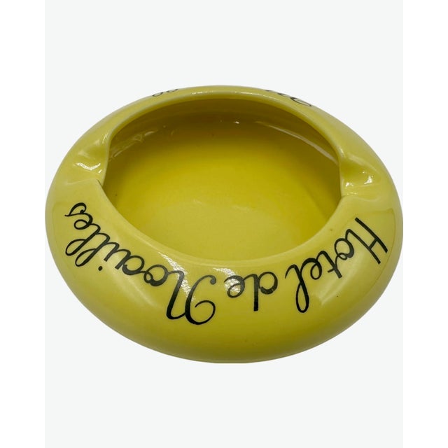 Vintage Hotel De Noailles Marseille Ashtray France Yellow Ceramic Catchall Dish For Sale - Image 4 of 12