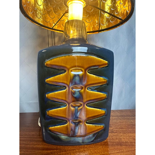 Copper Vintage Danish Ceramic Table Lamp by Einar Johansen for Søholm, 1960s For Sale - Image 8 of 12