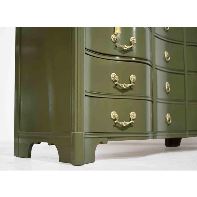 Mid Century Curved Front Georgian Revival Dresser the Kentmark by Kent Coffey - Newly Painted For Sale - Image 13 of 17