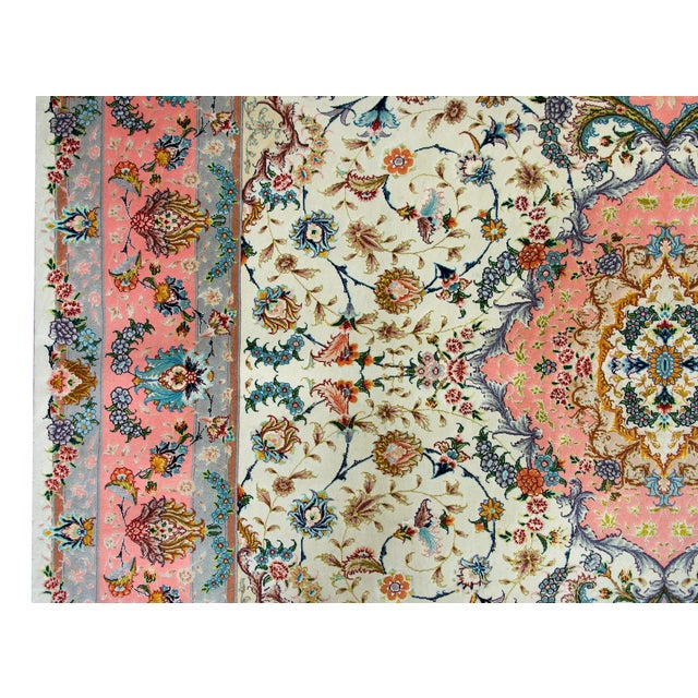 Vintage Silk Persian Tabriz Rug For Sale - Image 11 of 15