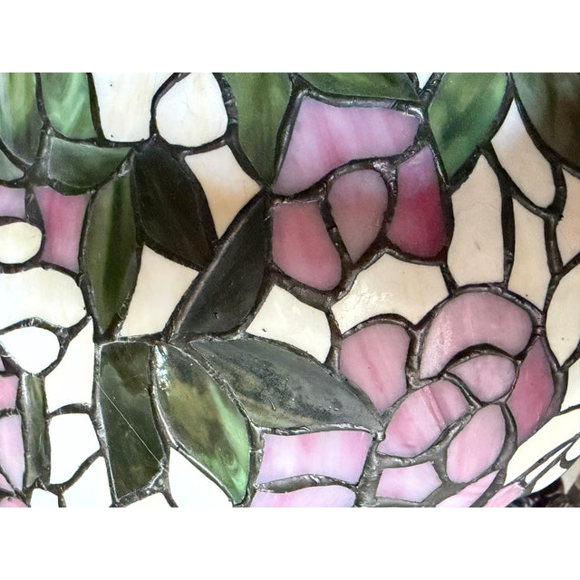 Late 20th Century Tiffany Style Figural Lady Stained Floral Table Lamp For Sale - Image 10 of 13