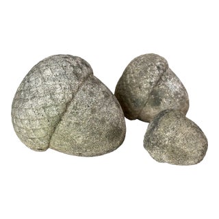 Mid 20th Century Set of Three Cast-Concrete Acorns Suitable for Landscape For Sale