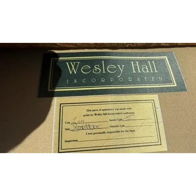 Vintage Wesley Hall Distressed Painted Sofa With Exposed Cross-Back Frame For Sale - Image 11 of 11