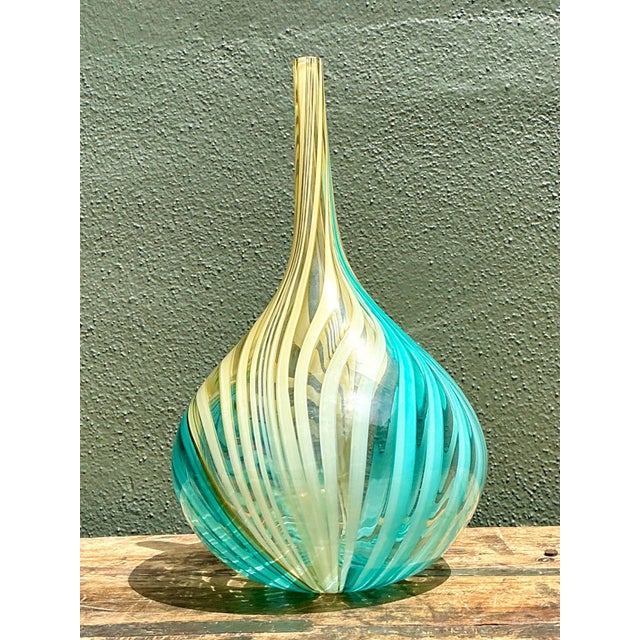 Glass Vintage Glass Swirl Vase After Murano For Sale - Image 7 of 12