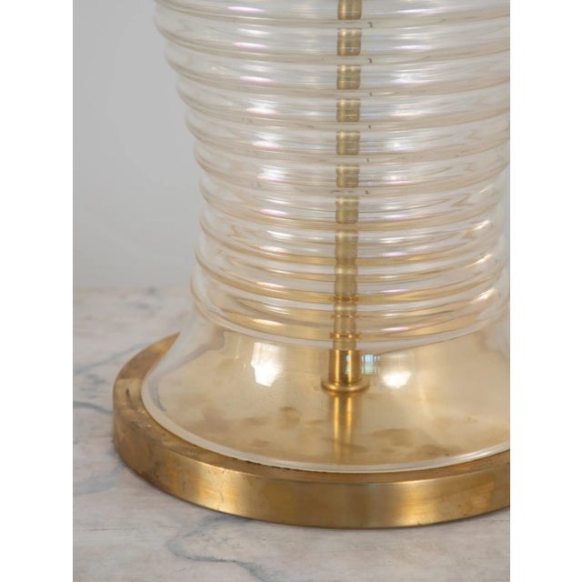Oversized Glass & Brass Table Lamp For Sale - Image 10 of 12