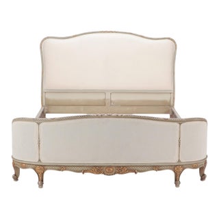 A French Louis XV Style Corneille Form Queen Size Carved Bed, Circa 1940. For Sale