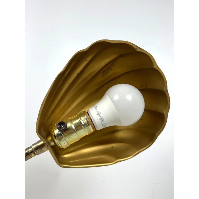 1970s Mid Century Modern Desk Lamp With Shell-Form Shade For Sale - Image 4 of 7