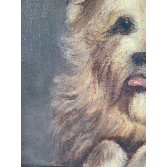Antique 19th Century Victorian Oil Painting Portrait of a Terrier Dog For Sale In Los Angeles - Image 6 of 14