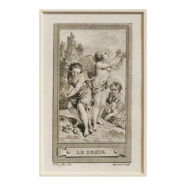 1780s French Engraving, Le Desir (Desire), Matted For Sale
