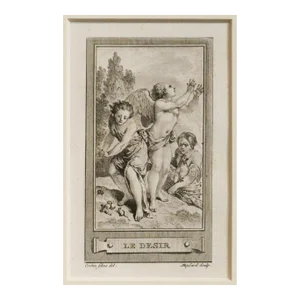 1780s French Engraving, Le Desir (Desire), Matted