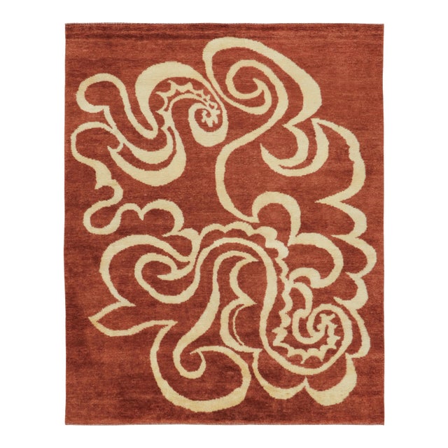 Contemporary Mid-Century Modern Abstract Natural Silk Rug by Rug & Kilim, India For Sale