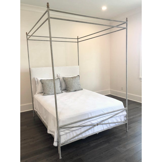Textile Orleans Upholstered Canopy Queen Size Bed For Sale - Image 7 of 7