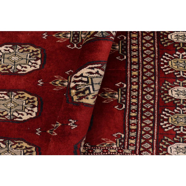 Red Rustic Bokhara Red/Gray Hand Knotted Wool Rug For Sale - Image 8 of 9