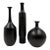 Mid-Century Set of 3 Black Bucchero Ceramic Vases, Sebastiani Gubbio Italy 1960s For Sale