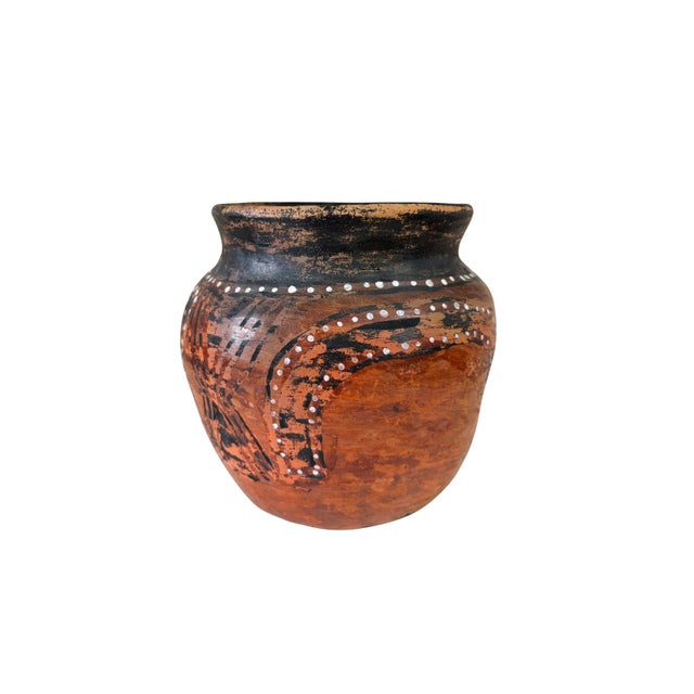 Vintage Amazonian Asurini Indigenous Redware Ceramic Jar Brazil For Sale - Image 4 of 9