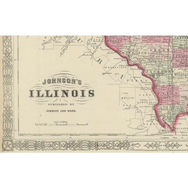 Civil War Era Map of Illinois with Lake Michigan Detail, 1864 For Sale - Image 6 of 10