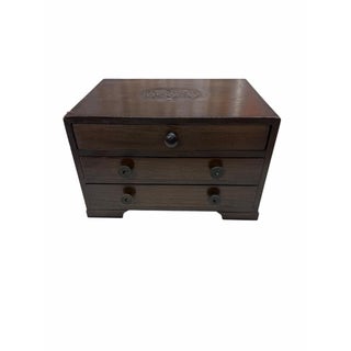Vintage Chinoiserie Handmade Three Drawer Tabletop Box For Sale