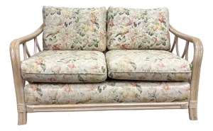 Vintage MCM Ficks Reed Style Organic Coastal Boho Style Rattan Loveseat Settee