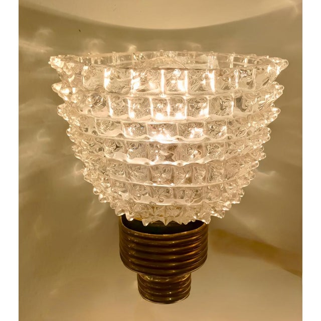 Rostrato Murano Glass and Brass Wall Lamp by Ercole Barovier for Barovier & Toso, Italy, 1940s For Sale - Image 10 of 13