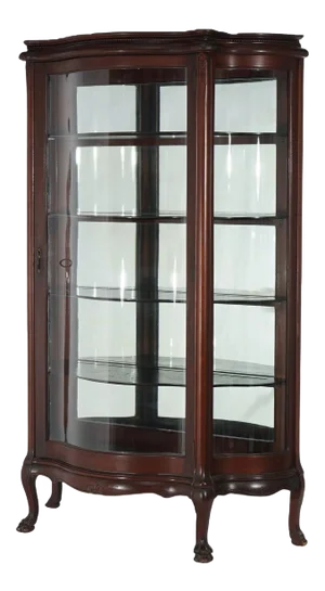 Antique RJ Horner School Mahogany Swell Front China Cabinet, Geo. Flint, Circa 1910