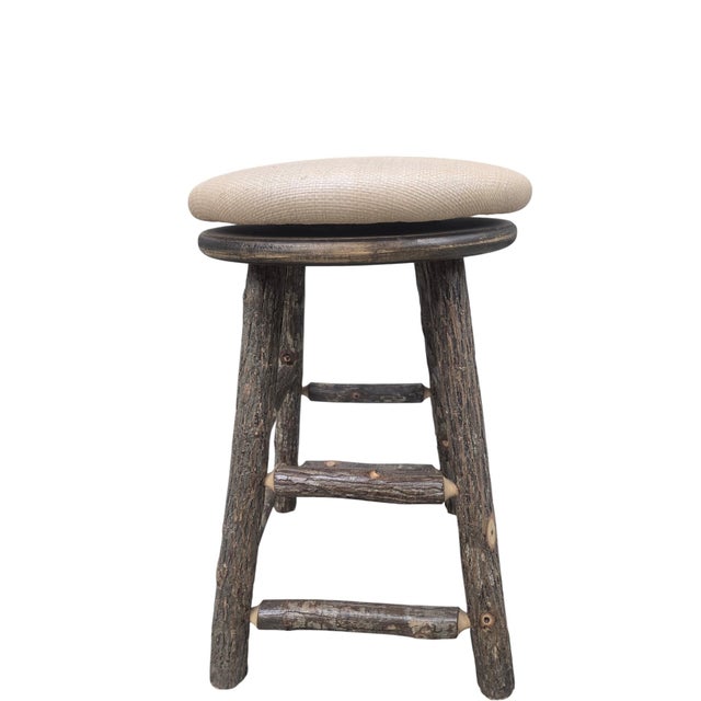 Brown Vintage Adirondack Style Aspen Log Swivel Bar Stools - Pair For Sale - Image 8 of 10