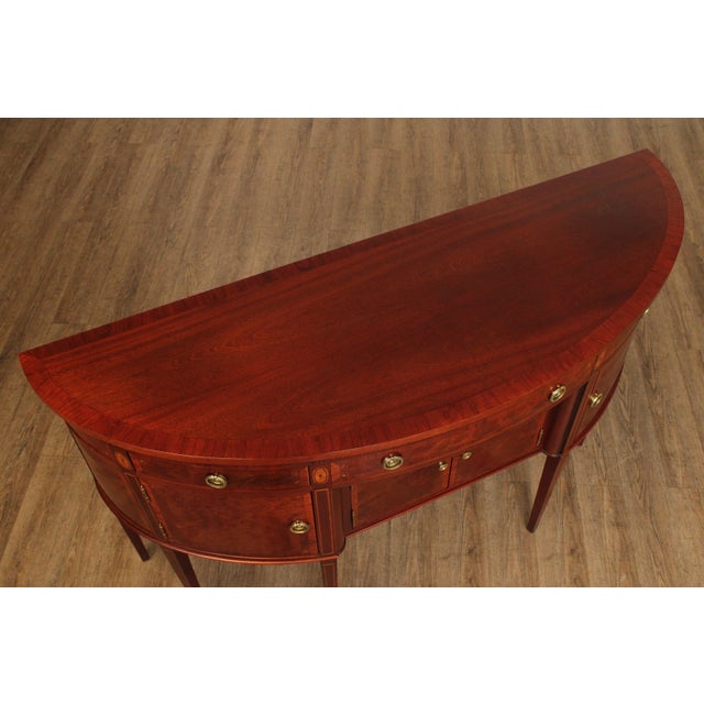 Wood Hepplewhite Style Banded Mahogany Demilune Sideboard For Sale - Image 7 of 18
