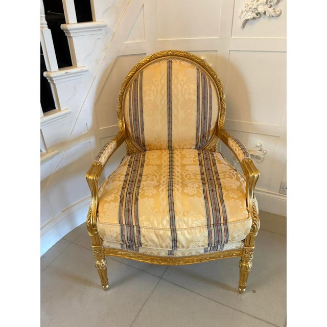 Antique Louis XVI French Giltwood Bergère Armchairs, 1920, Set of 4 For Sale - Image 14 of 17