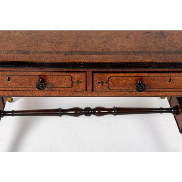 Wood 19th Century English Regency Amboyna Library Table For Sale - Image 7 of 8