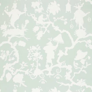 Sample - Schumacher Shantung Silhouette Print Wallpaper in Mineral For Sale