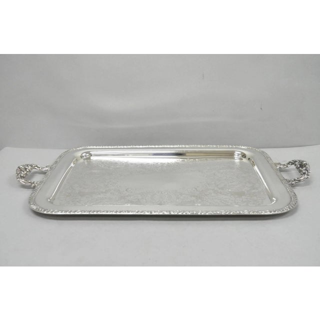Vintage Victorian Silver Plated Twin Handle Platter Bar Tray by Henley Community For Sale - Image 12 of 13