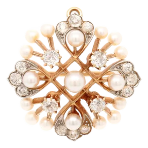 Antique Edwardian 14k Gold, Pearl, & Diamond Convertible Brooch / Pendant