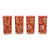 Vintage MCM Culver Ltd. Attr. Red and Gold Paisley Glasses, S/4 For Sale