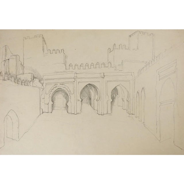 African Vintage George Baer North African Architecture Study Drawing For Sale - Image 3 of 3