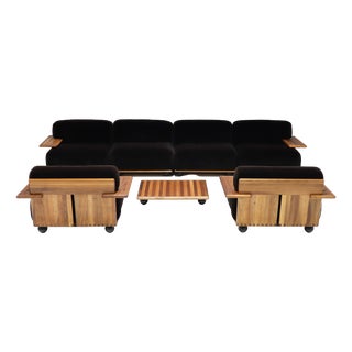 Pianura Modular Seating Group in Brown Mohair by Mario Bellini for Cassina, Italy, 1970s, Set of 7 For Sale