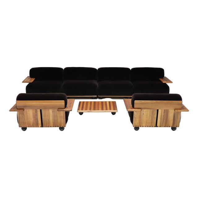 Pianura Modular Seating Group in Brown Mohair by Mario Bellini for Cassina, Italy, 1970s, Set of 7 For Sale